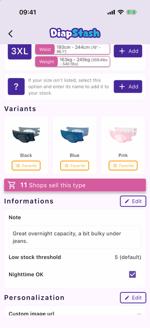 The Informations section with a Note and a custom field