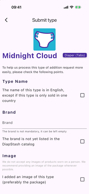 The Submit type checklist