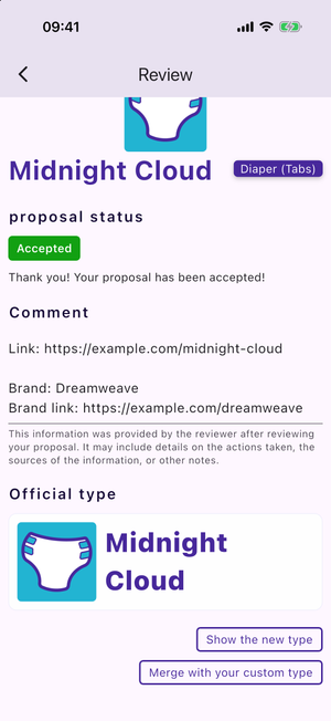 The review page after the proposal is accepted